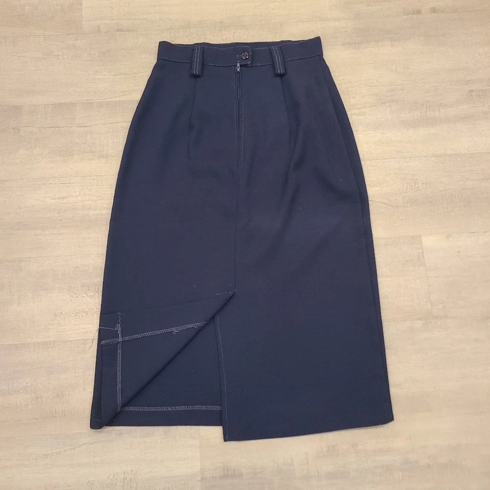 Vintage Lloyd Sportwear Navy Blue Long Pencil Skirt - Picture 3 of 8